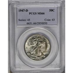 	1947-D 50C MS66 PCGS. Both sides are awash in bountifu 1947-D
