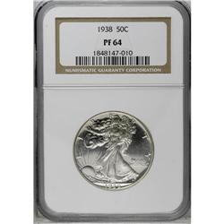 	1938 50C PR64 NGC. This bright near-Gem proof exudes n 1938
