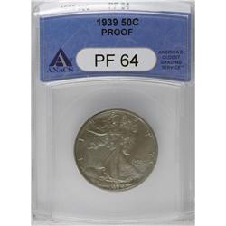 	1939 50C PR64 ANACS. A lightly toned example with deep 1939