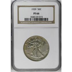 	1939 50C PR66 NGC. This bright proof displays an occas 1939