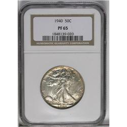 	1940 50C PR65 NGC. Faint streaks of light tan-gold col 1940