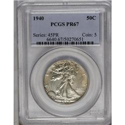 	1940 50C PR67 PCGS. The hazy-gold and smoky-blue iride 1940