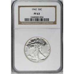 	1942 50C PR63 NGC. A brilliant example, with some fros 1942