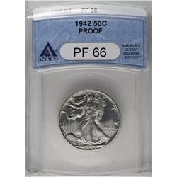 	1942 50C PR66 ANACS. A lovely Gem Proof with exception 1942