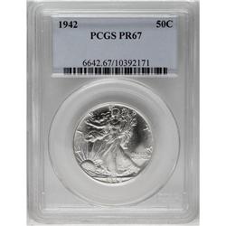 	1942 50C PR67 PCGS. A remarkable Superb Gem with brill 1942