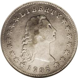 	1795 S$1 Flowing Hair, Three Leaves--Cleaned--ANACS. F 1795