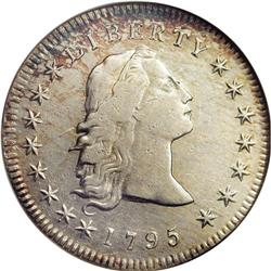 	1795 S$1 Flowing Hair, Three Leaves XF45 NGC. B-5, BB- 1795