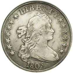 	1803 S$1 Small 3--Cleaned--ANACS. XF40 Details. B-5, B 1803