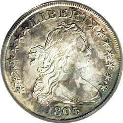 	1803 S$1 Large 3 AU50 PCGS. B-6, BB-255, R.2. Splashes 1803