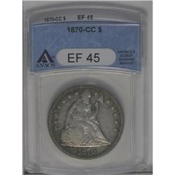 	1870-CC S$1 XF45 ANACS. Variety 2-E. The 1870-CC is re 1870-CC