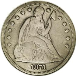 	1871-CC S$1 Fine 12 ANACS. The cream-gray surfaces are 1871-CC