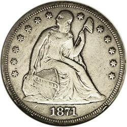 	1871-CC S$1 --Cleaned--ANACS. XF40 Details. The 1871-CC 1871-CC