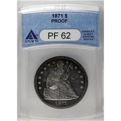 	1871 S$1 PR62 ANACS. A narrow but attractive band of m 1871