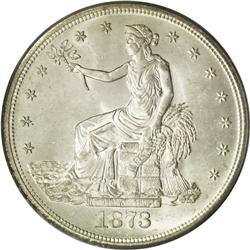 	1873-S T$1 MS64 PCGS. A popular issue, as the only col 1873-S