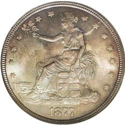 	1877 T$1 MS65 NGC. This issue''s original mintage of 3 1877