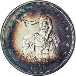 	1875 T$1 PR63 Cameo ANACS. Type Two Reverse. This flas 1875