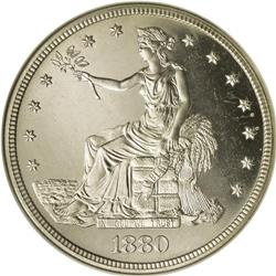 	1880 T$1 PR67 Cameo NGC. The 1880 Trade dollar is an i 1880