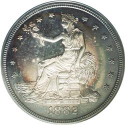 	1882 T$1 PR63 Cameo ANACS. The 1882 continues the proo 1882