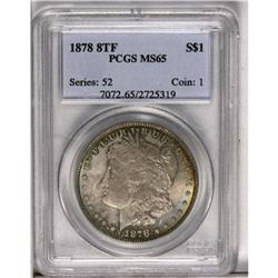 	1878 8TF S$1 MS65 PCGS. VAM-12. Lavishly toned in oliv 1878 8TF