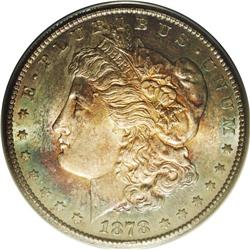 	1878-CC S$1 MS65 ANACS. Splashes of sea-green and oran 1878-CC