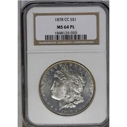 	1878-CC S$1 MS64 Prooflike NGC. This is an important e 1878-CC