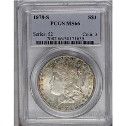 	1878-S S$1 MS66 PCGS. Speckled green and russet patina 1878-S