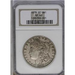 	1879-CC S$1 XF40 NGC. A nicely detailed cream-gray exa 1879-CC