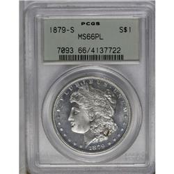 	1879-S S$1 MS66 Prooflike PCGS. Brilliant save for a d 1879-S