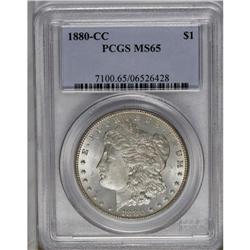 	1880-CC S$1 MS65 PCGS. Brilliant overall with a satiny 1880-CC