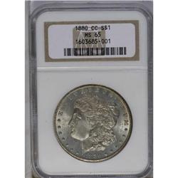 	1880-CC S$1 8 Over High 7 MS65 NGC. VAM-5. A Top 100 V 1880-CC