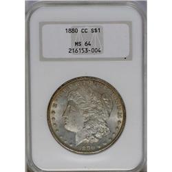 	1880-CC S$1 8 Over Low 7 MS64 NGC. VAM-6. A Top 100 Va 1880-CC