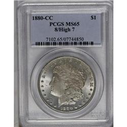 	1880-CC S$1 8 Over Low 7 MS65 PCGS. VAM-6. A Top 100 V 1880-CC