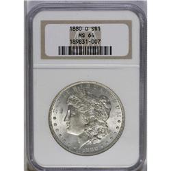 	1880-O S$1 MS64 NGC. This satiny, lightly toned, and w 1880-O