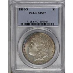 	1880-S S$1 MS67 PCGS. Whispers of lavender and electri 1880-S