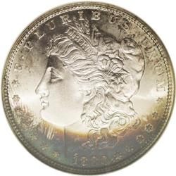 	1880-S S$1 MS68 NGC. Large S. Deep navy-blue color dom 1880-S