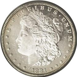 	1881 S$1 MS65 Deep Mirror Prooflike PCGS. David Bowers 1881