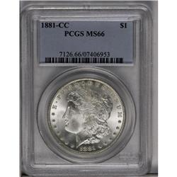 	1881-CC S$1 MS66 PCGS. This lovely Carson City dollar 1881-CC