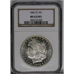	1882-CC S$1 MS63 Deep Prooflike NGC. A fully brilliant 1882-CC