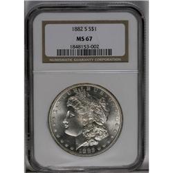 	1882-S S$1 MS67 NGC. Impeccable quality and appearance 1882-S