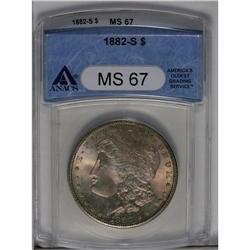 	1882-S S$1 MS67 ANACS. Lovely orange and lavender pati 1882-S