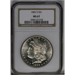 	1882-S S$1 MS67 NGC. This Superb Gem has outstanding l 1882-S