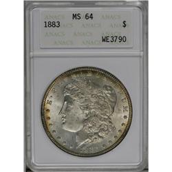 	1883 S$1 MS64 ANACS. A narrow ring of cobalt-blue and 1883