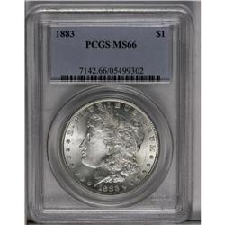 	1883 S$1 MS66 PCGS. Lustrous, silver-gray surfaces dis 1883