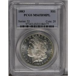 	1883 S$1 MS65 Deep Mirror Prooflike PCGS. The right ob 1883