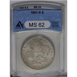 	1883-S S$1 MS62 ANACS. Well struck with an opaque coat 1883-S