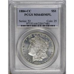 	1884-CC S$1 MS64 Deep Mirror Prooflike PCGS. The 18 in 1884-CC