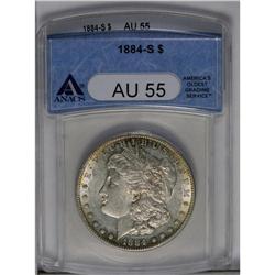 	1884-S S$1 AU55 ANACS. This Choice AU Morgan retains c 1884-S