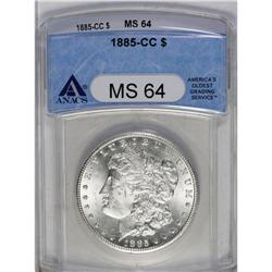 	1885-CC S$1 MS64 ANACS. Sharply struck and nearly a Ge 1885-CC