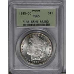 	1885-CC S$1 MS65 PCGS. Boldly struck with essentially 1885-CC