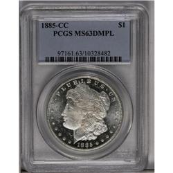 	1885-CC S$1 MS63 Deep Mirror Prooflike PCGS. A lovely 1885-CC
